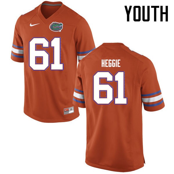 Florida Gators Youth #61 Brett Heggie College Football Jersey Orange